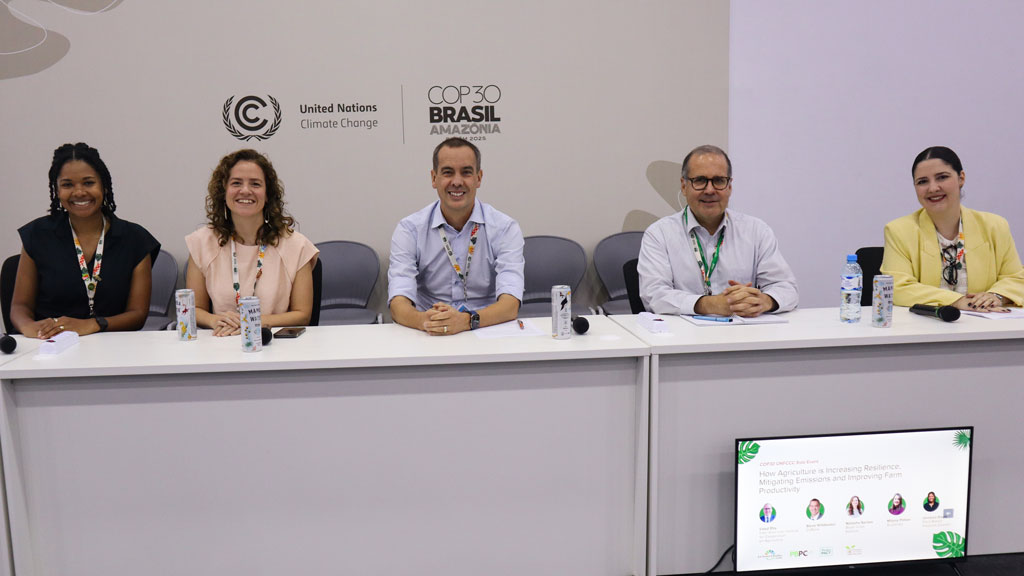 PBPC's Jamaica Gayle speaks on a panel with ag industry leaders during a session entitled "How Agriculture is Increasing Resilience, Mitigating Emissions, and Improving Farm Productivity."